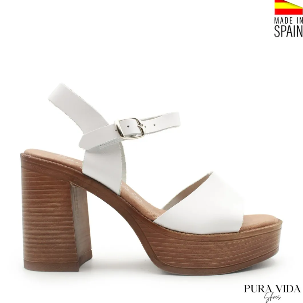 Sandalia blanca con tacón y plataforma PURA VIDA