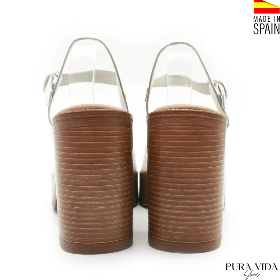 Sandalia blanca con tacón y plataforma PURA VIDA