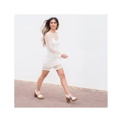 Sandalia blanca con tacón y plataforma PURA VIDA