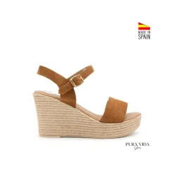 Sandalia camel cuña con plantilla de gel