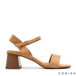 Sandalia camel de tacón ancho M4281