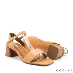 Sandalia camel de tac贸n ancho M4281