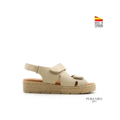 Sandalia confort velcros beige