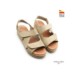 Sandalia confort velcros beige