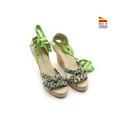 Sandalia cuña verde nudo