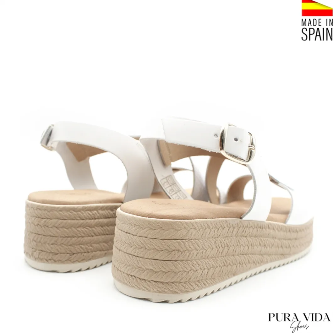 Sandalia de cuña blanca madeira