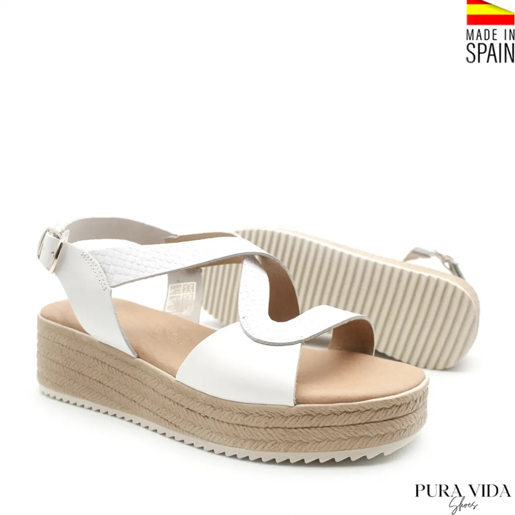 Sandalia de cuña blanca madeira