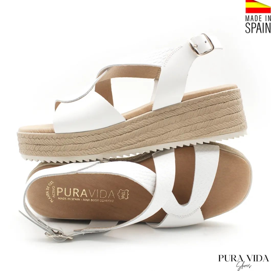 Sandalia de cuña blanca madeira