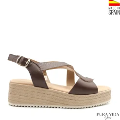 Sandalia de cuña marrón madeira