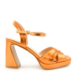 Sandalia de fiesta naranja metalizado