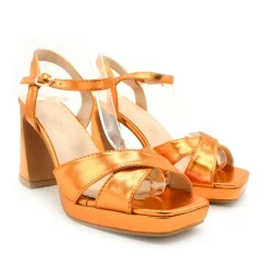 Sandalia de fiesta naranja metalizado