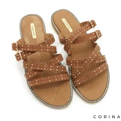 Sandalia de tiras con tachuelas cuero