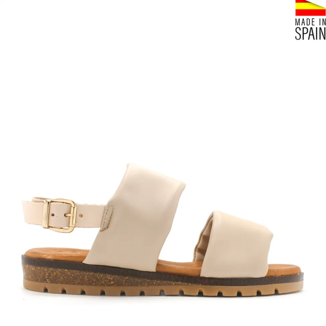 Sandalia doble tira tubular beige