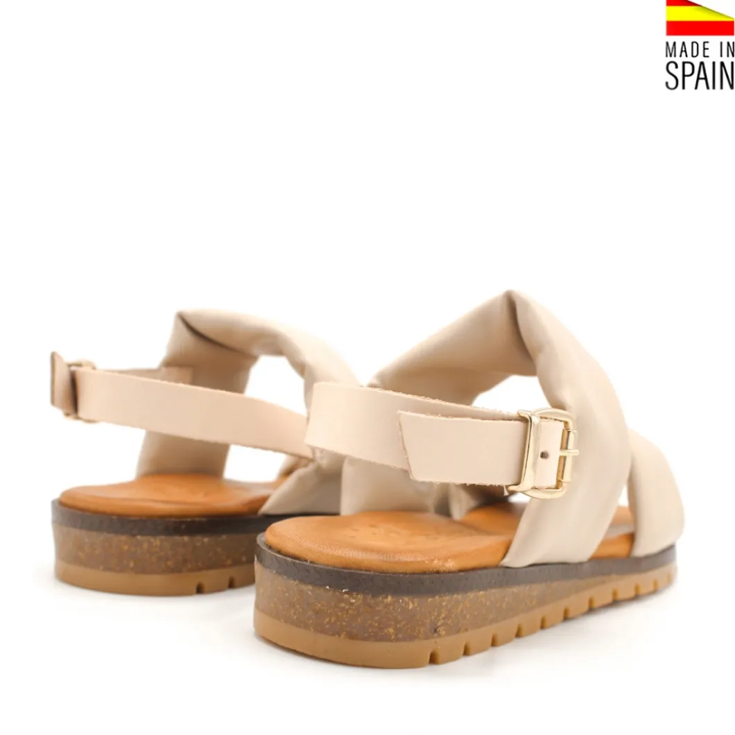 Sandalia doble tira tubular beige