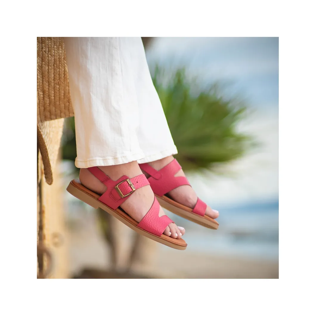 Sandalia fucsia bali de piel