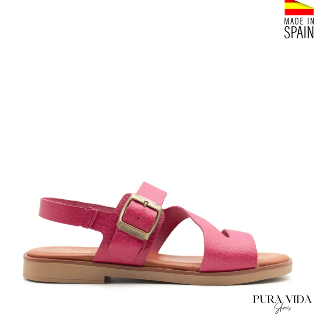 Sandalia fucsia bali de piel