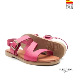 Sandalia fucsia bali de piel
