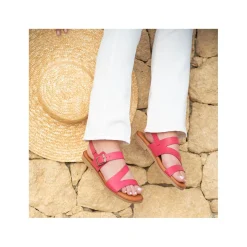Sandalia fucsia bali de piel