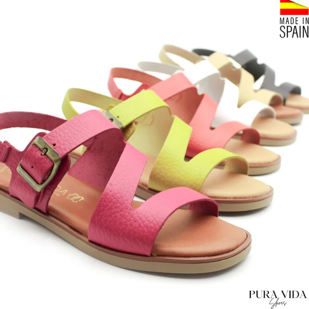 Sandalia fucsia bali de piel