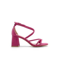 Sandalia fucsia tacón ancho