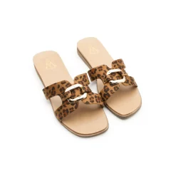Sandalia H eslabón talla grande leopardo