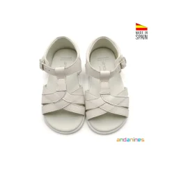 Sandalia infantil beige piel