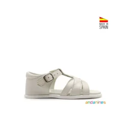 Sandalia infantil beige piel