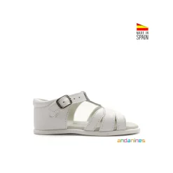 Sandalia infantil blanca piel