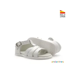 Sandalia infantil blanca piel