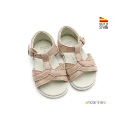 Sandalia infantil brillo champán
