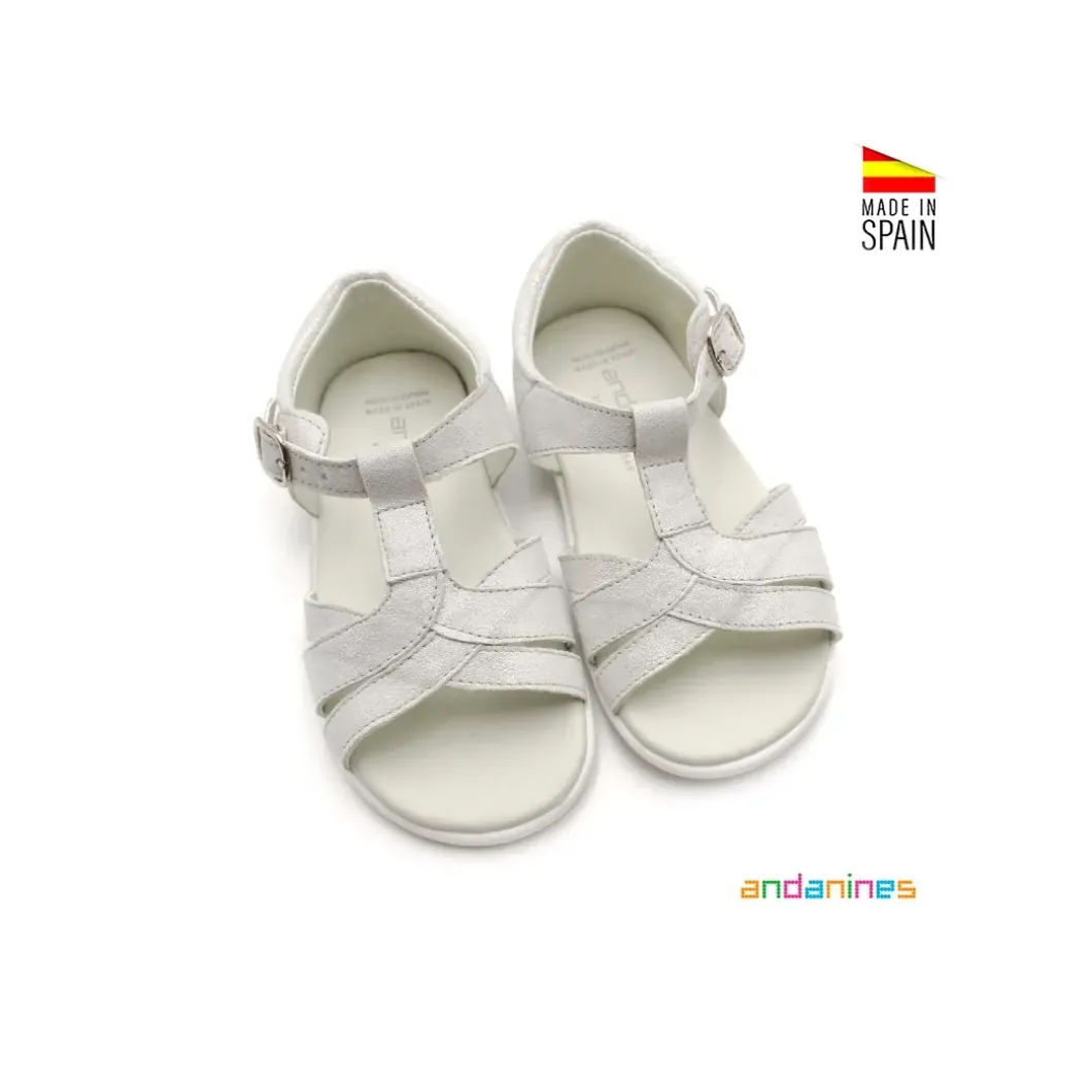 Sandalia infantil brillo blanca