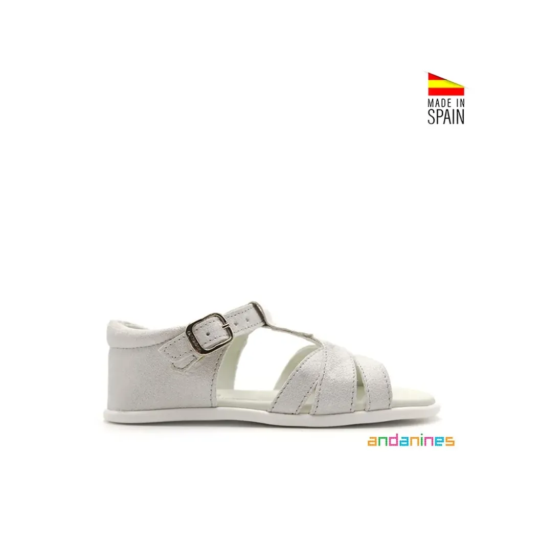 Sandalia infantil brillo blanca