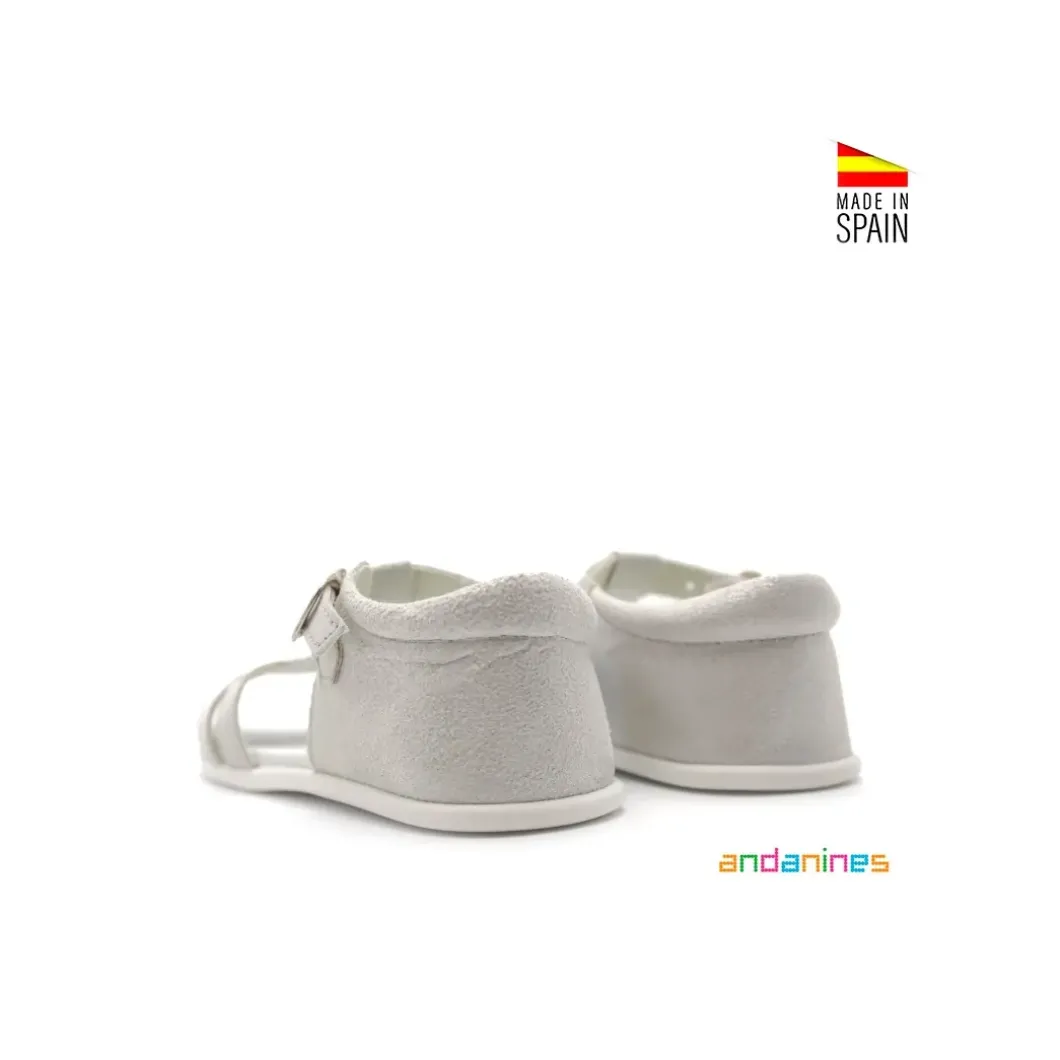 Sandalia infantil brillo blanca