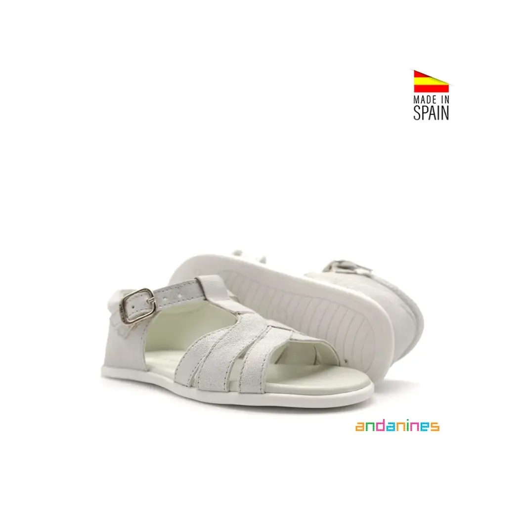 Sandalia infantil brillo blanca