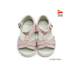 Sandalia infantil rosa palo piel