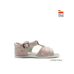 Sandalia infantil rosa palo piel