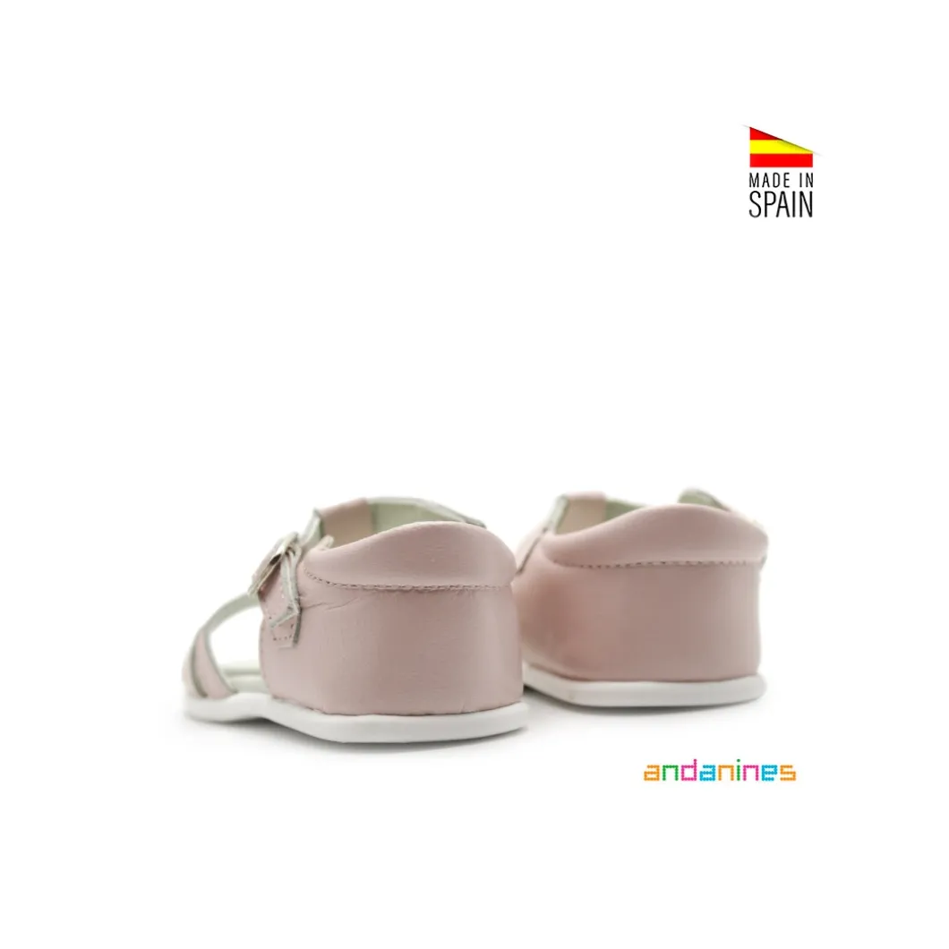 Sandalia infantil rosa palo piel
