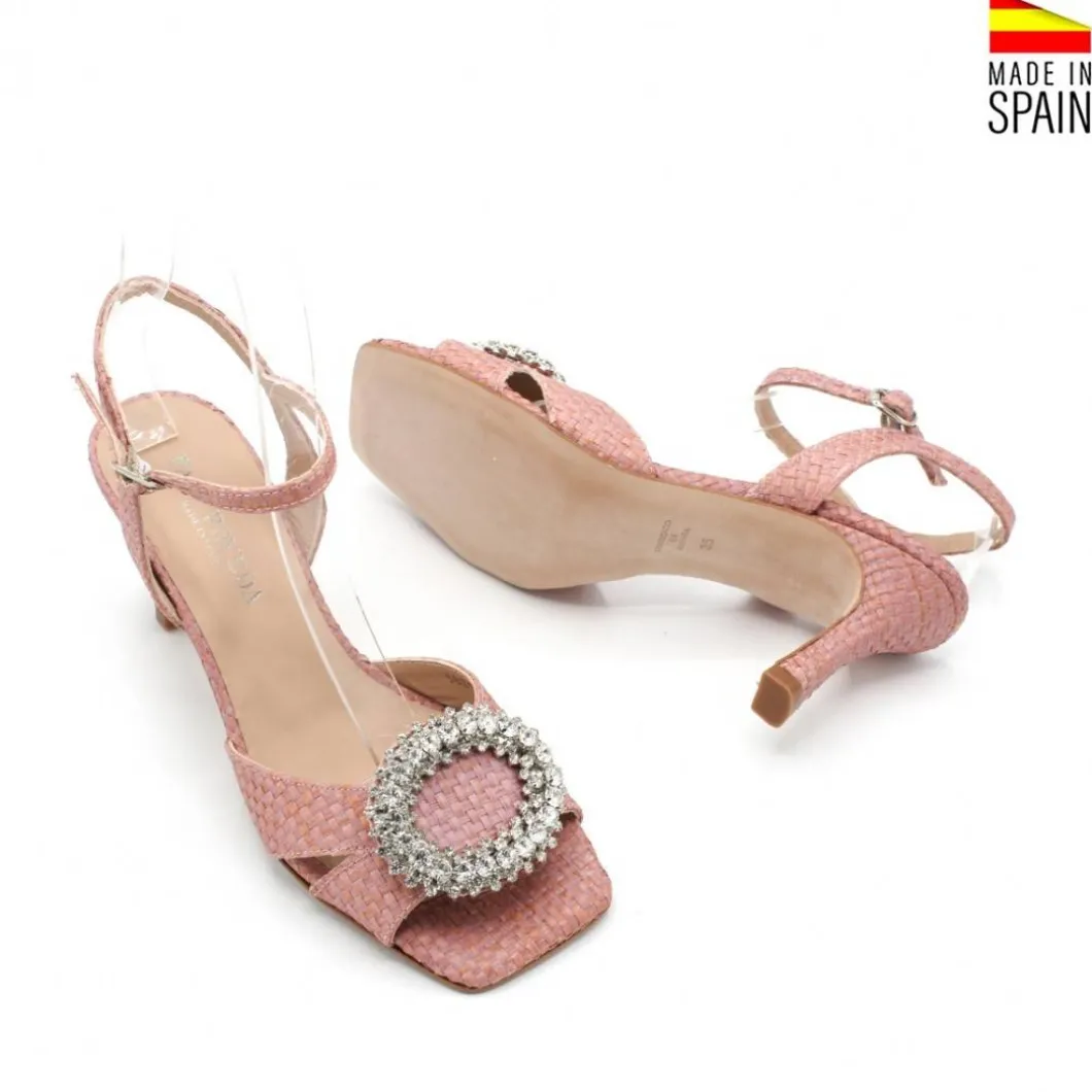 SANDALIA JOYA RAFIA ROSA