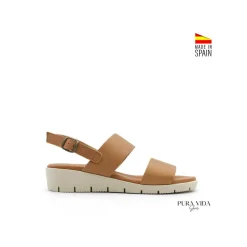 Sandalia light camel con cuña baja