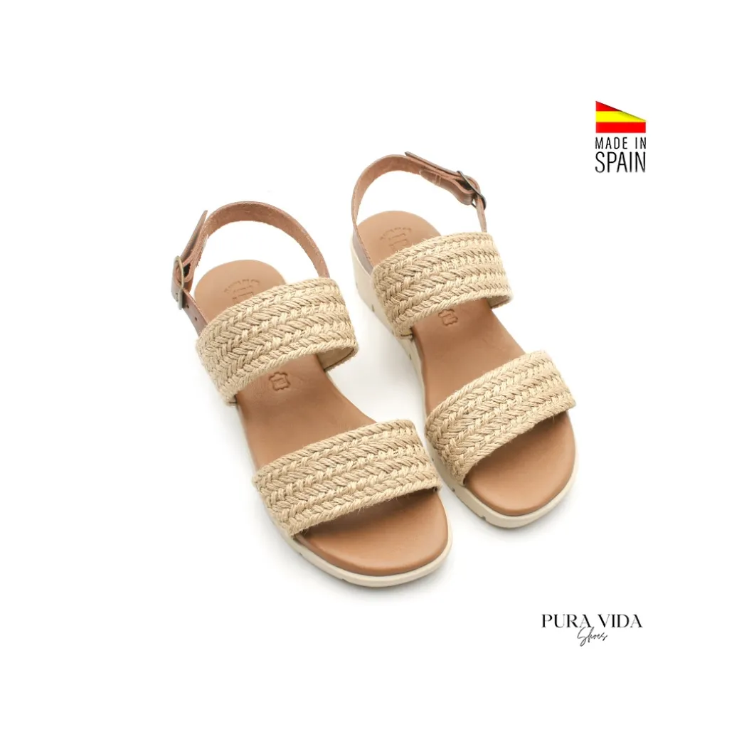Sandalia light esparto con cuña baja