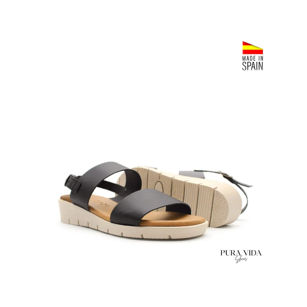 Sandalia light negra con cuña baja