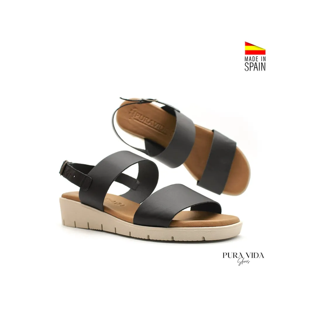 Sandalia light negra con cuña baja