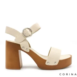 Sandalia M4410 beige con tacón y plataforma