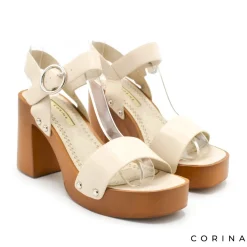 Sandalia M4410 beige con tacón y plataforma