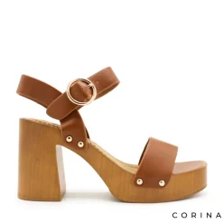 Sandalia M4410 camel con tacón y plataforma