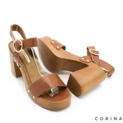 Sandalia M4410 camel con tacón y plataforma