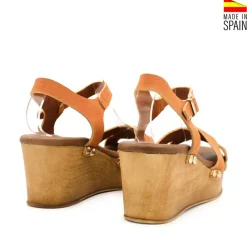 SANDALIA MADERA CUÑA NARANJA