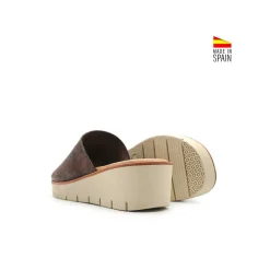Sandalia mule cuña rombo marrón