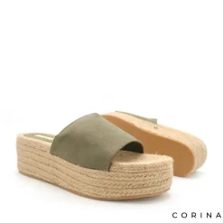 Sandalia mule plataforma verde