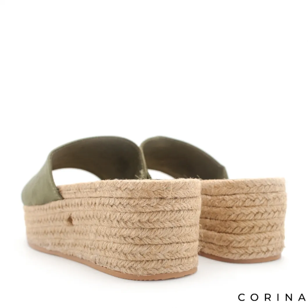 Sandalia mule plataforma verde